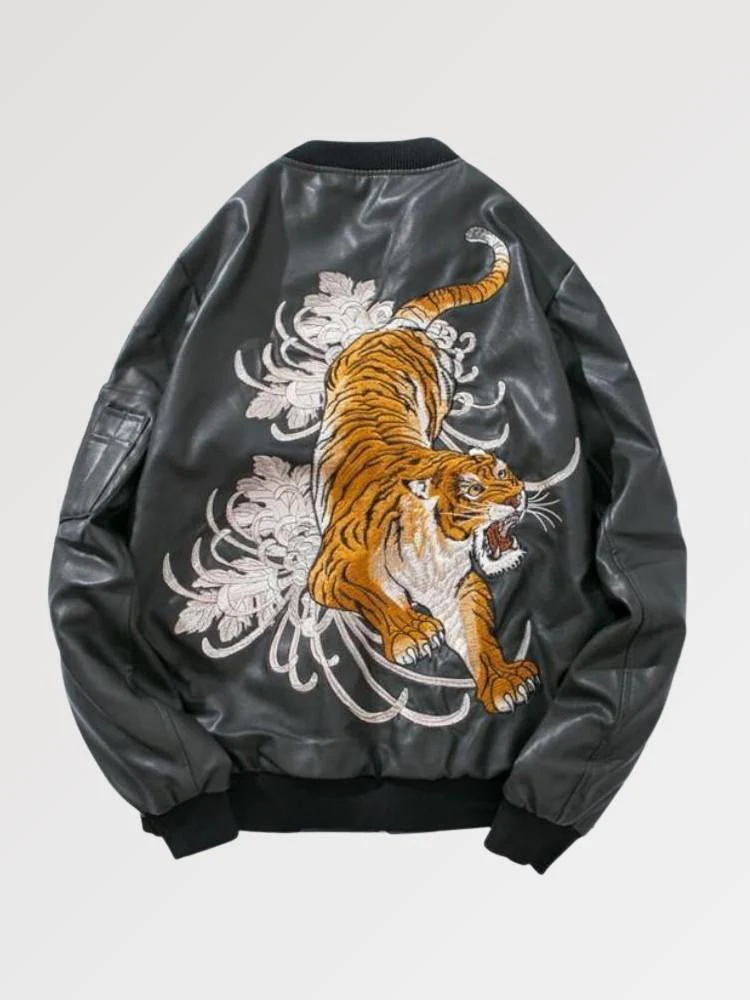 Bomber Aviateur en Cuir 'Mythique Tiger' - Image 2