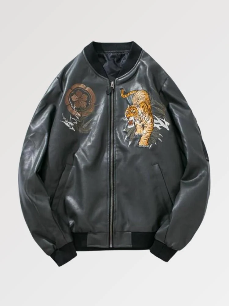 Bomber Aviateur en Cuir 'Mythique Tiger' - Image 4