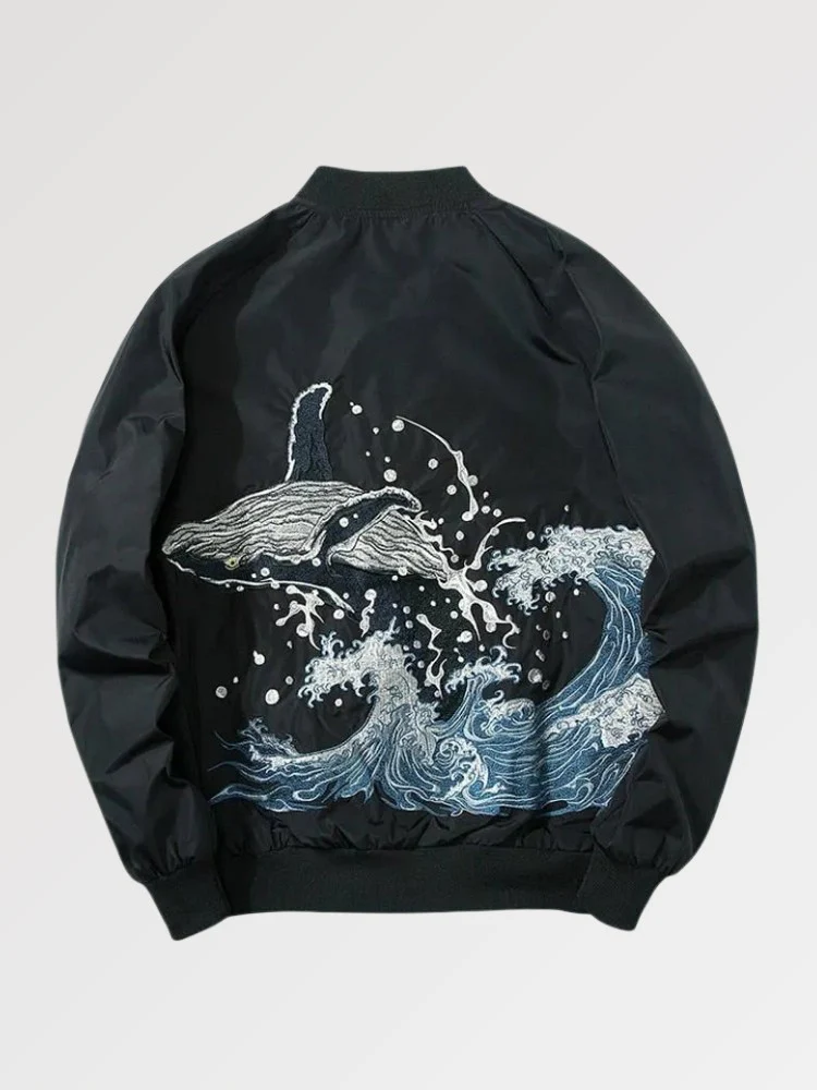 Bomber Japonais Rouge 'Wave x Whale' - Image 2