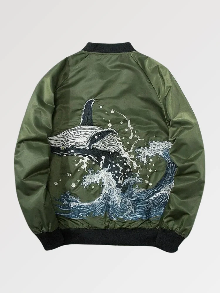 Bomber Japonais Rouge 'Wave x Whale' - Image 3