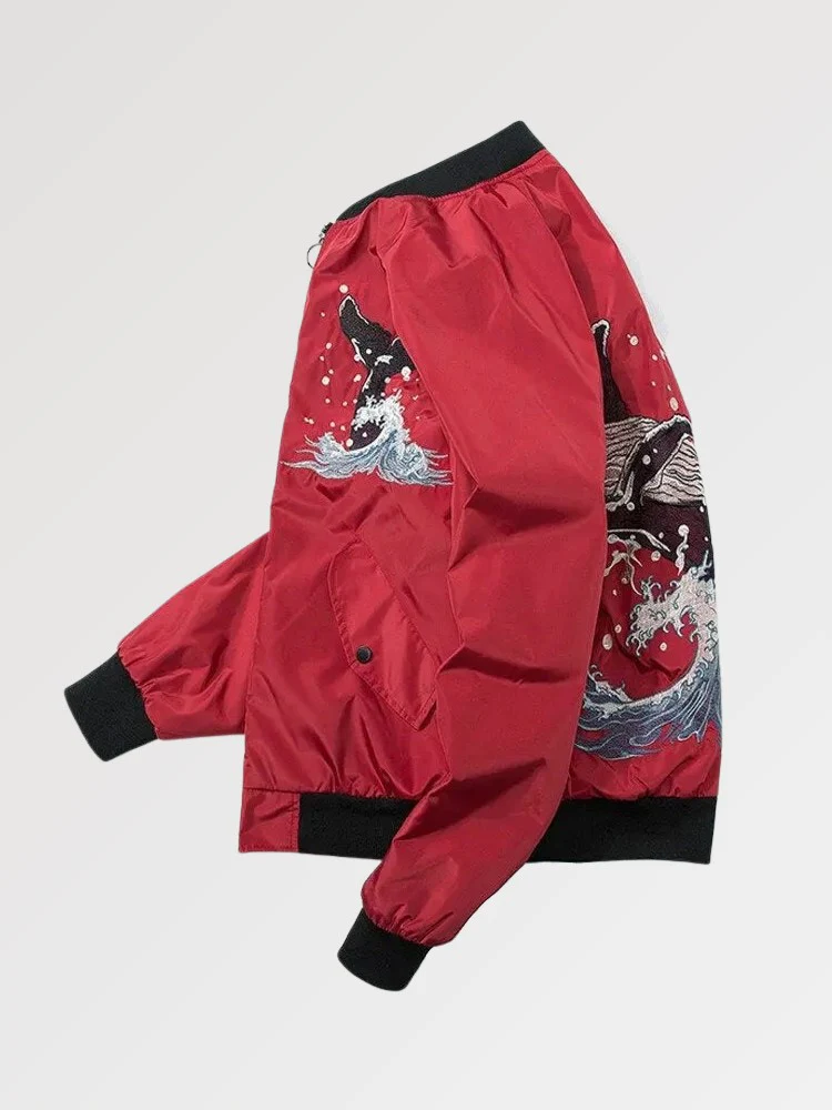 Bomber Japonais Rouge 'Wave x Whale' - Image 4