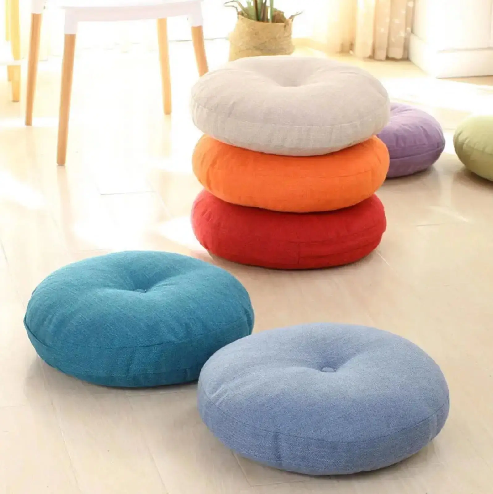 Coussin japonais rond monochrome 'Kadoma'