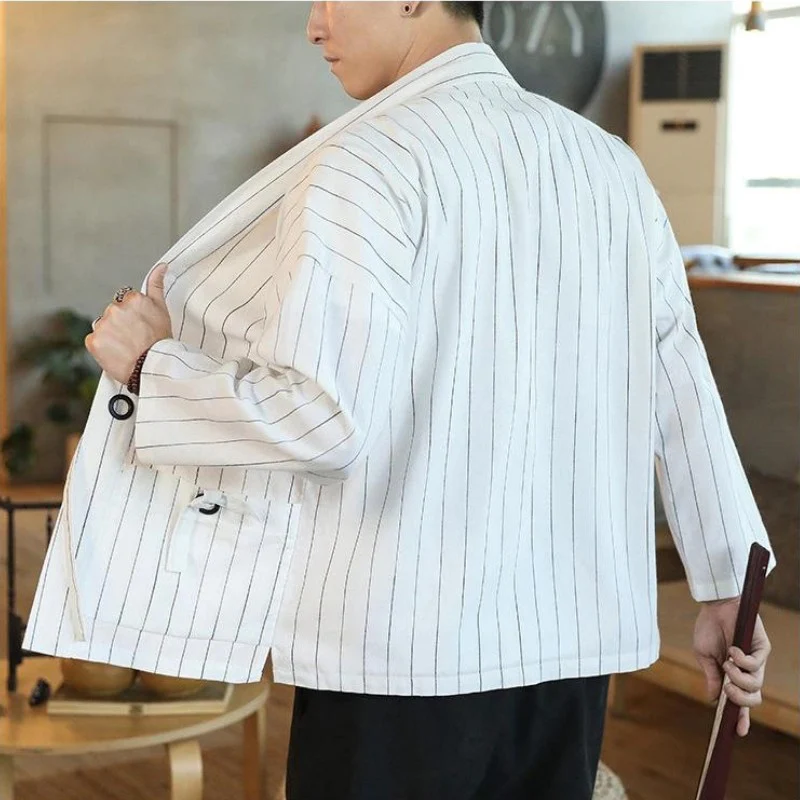 Kimono Cardigan Blanc à Rayure 'Takao' - Image 2