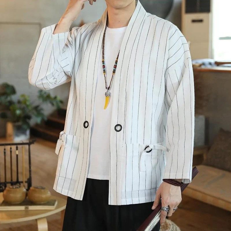 Kimono Cardigan Blanc à Rayure 'Takao' - Image 3