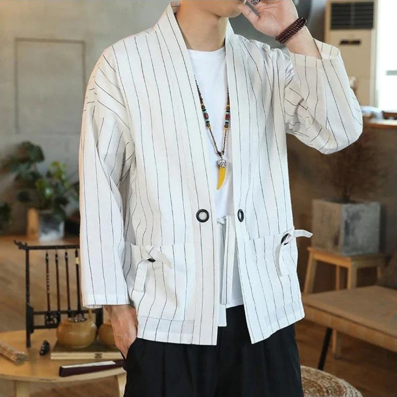 Kimono Cardigan Blanc à Rayure 'Takao' - Image 4
