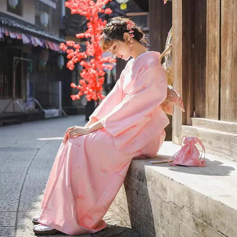 Kimono Japonais Femme Rose 'Mariko' - Image 3