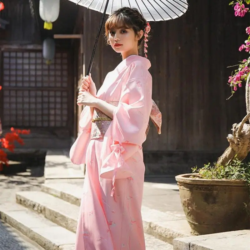 Kimono Japonais Femme Rose 'Mariko' - Image 4
