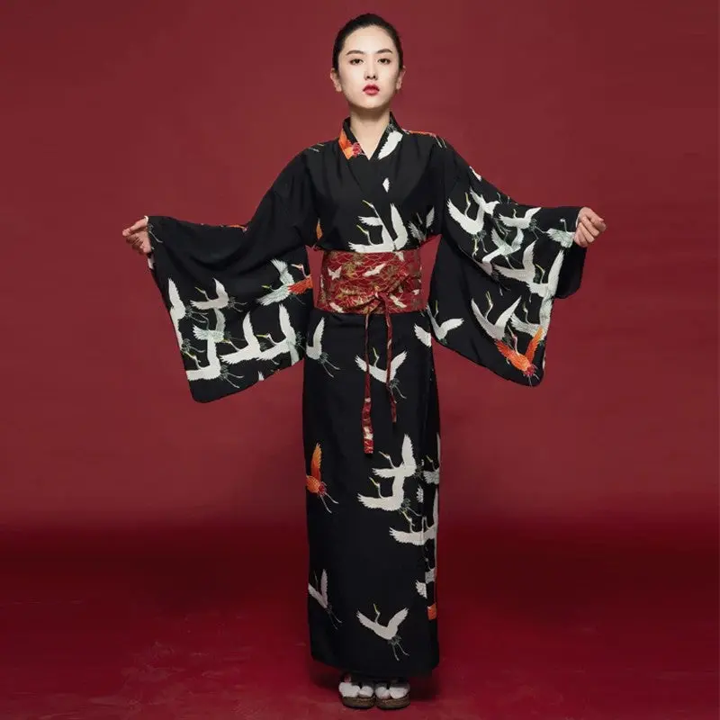 Kimono Japonais Noir Femme 'Hanaé'