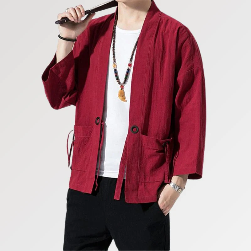 Kimono Rouge Homme 'Yuudai' - Image 4