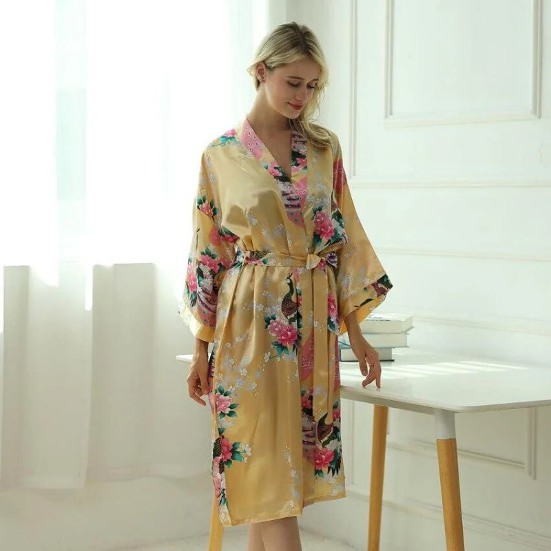Long Pyjama Japonais Kimono Jaune