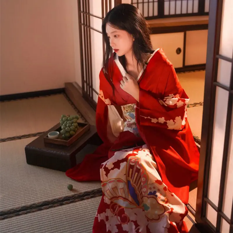 Robe Japonaise Rouge 'Hanaé' - Image 2