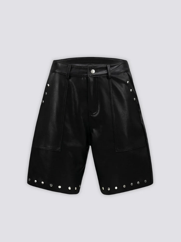 Short en Cuir Noir - レザー