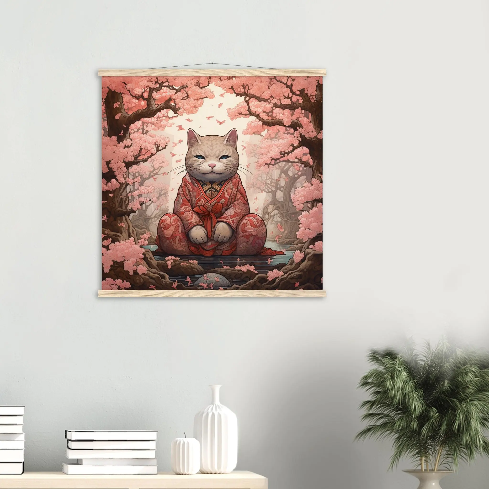 Tableau Sakura Japonais 'Maneki-Neko' - Image 2