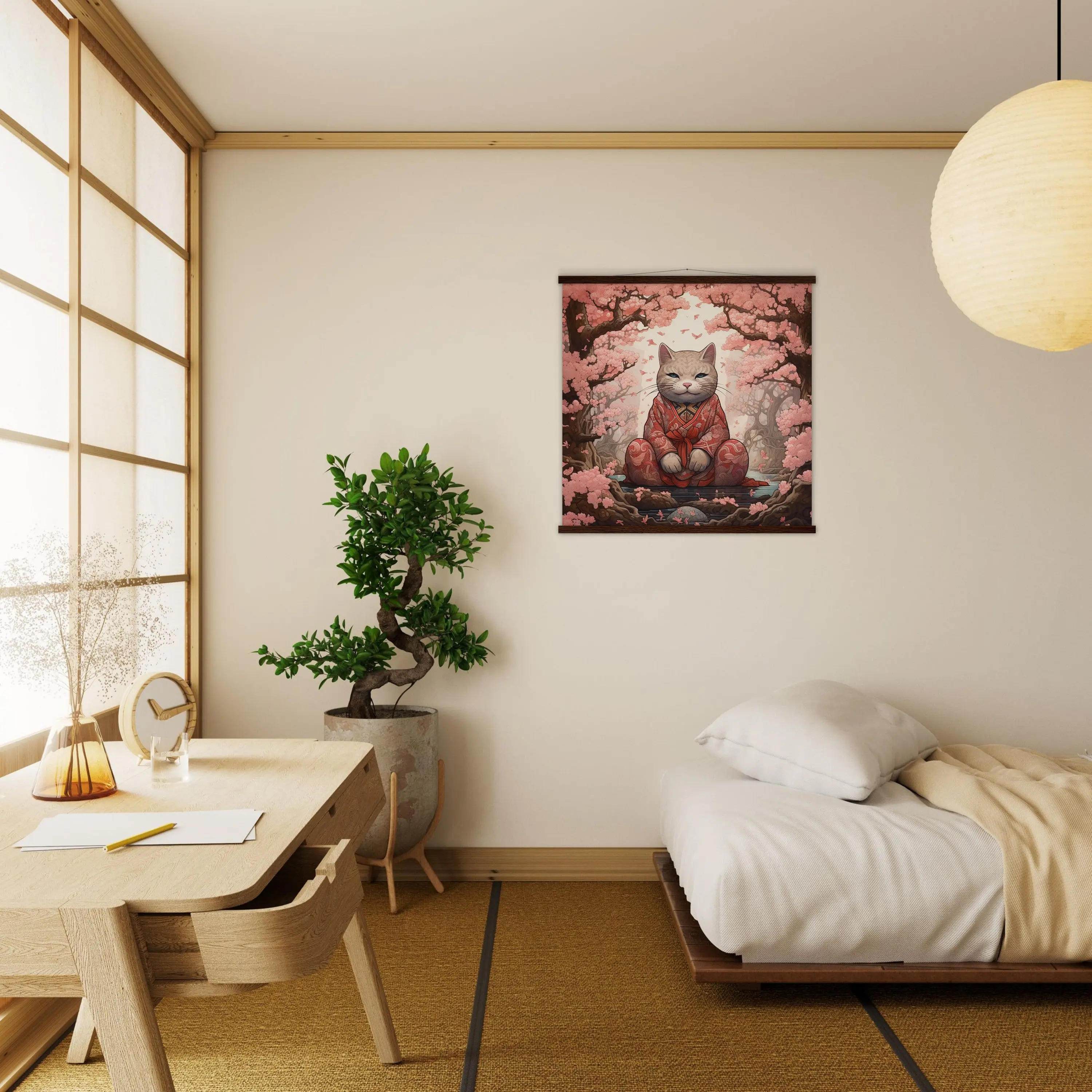 Tableau Sakura Japonais 'Maneki-Neko' - Image 5