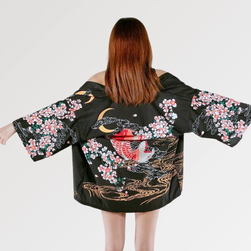 Veste Kimono Femme Chic 'Sakura x Koi' - Image 3