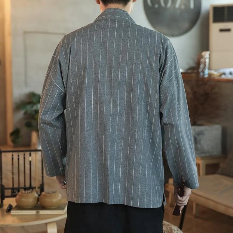 Veste Kimono Grise à Rayure 'Takao' - Image 3