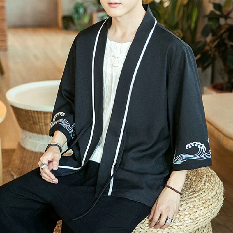 Veste Kimono Homme Motif Vague 'Iko' - Image 4